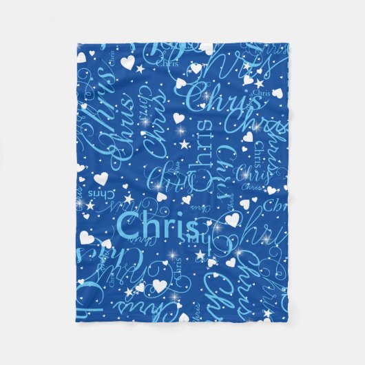 Girly Personalisiert Medium Blue Fleecedecke (Vorderseite)