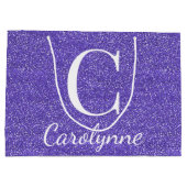 Girly Personalisierte Lila Imitate Glitzer Große Geschenktüte (Rückseite)