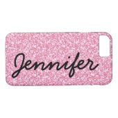 Girly personalisiertes Skript-Imitat-rosa Glitzer Case-Mate iPhone Hülle (Rückseite (Horizontal))
