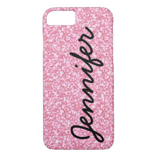Girly personalisiertes Skript-Imitat-rosa Glitzer Case-Mate iPhone Hülle