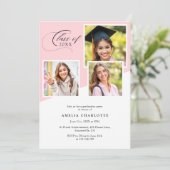 Girly Photo Collage Modern Graduation Party Einladung (Stehend Vorderseite)