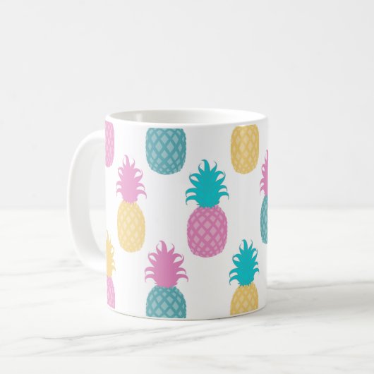 Girly Pineapes Monogram Kaffeetasse (Vorderseite Links)