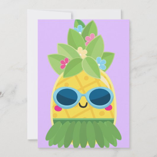 Girly Pineaple Frau Onederful Erste Einladung (Rückseite)