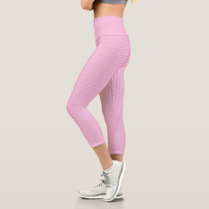 Girly Pink 60er Gingham Kariert Checkered Pattern Capri Leggings