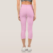 Girly Pink 60er Gingham Kariert Checkered Pattern Capri Leggings (Rückseite)
