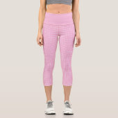 Girly Pink 60er Gingham Kariert Checkered Pattern Capri Leggings (Vorderseite)