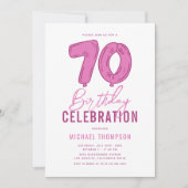 Girly Pink 70. Geburtstagsparty Einladung (Vorderseite)