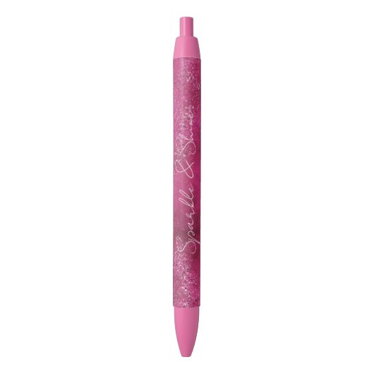 Girly Pink Abstrakt Glitz Glam Glitzer Kugelschreiber (Vorderseite Vertikal)