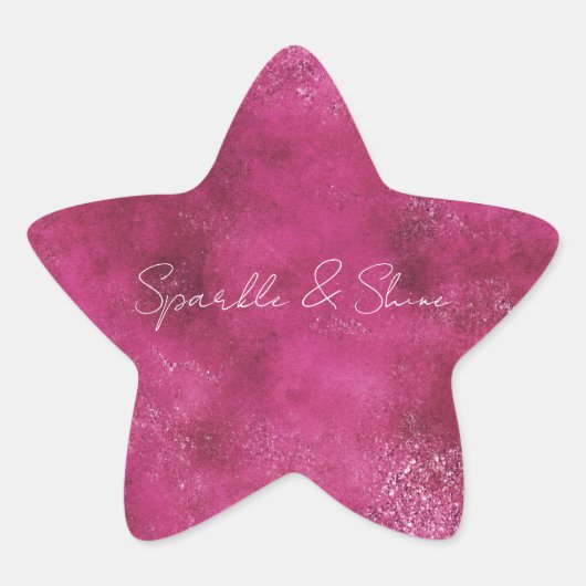 Girly Pink Abstrakt Glitz Glam Glitzer Stern-Aufkleber (Vorderseite)