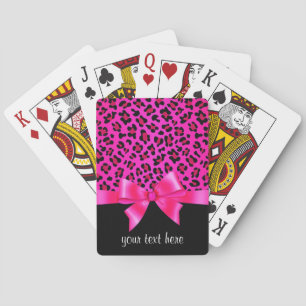 Girly Pink and Black Leopard Print Elegant Classy Spielkarten