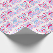 Girly Pink and Blue Butterfly Pattern Geschenkpapier (Ecke)