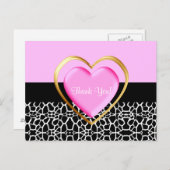 Girly Pink and Gold Herzlichen Dank Postkarte (Vorne/Hinten)