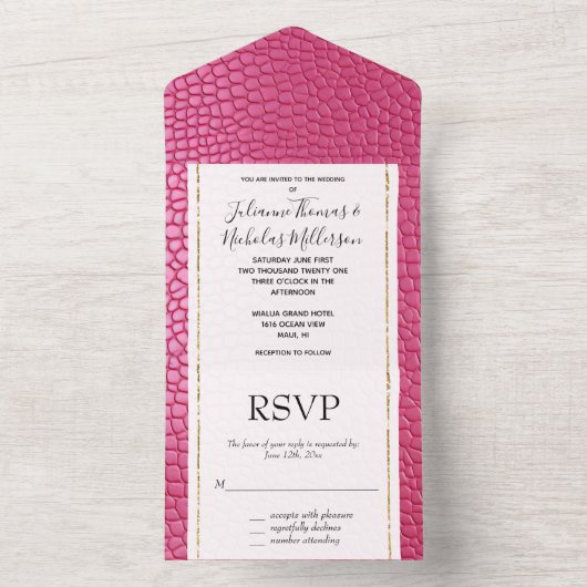 Girly Pink Animal All In One Einladung (Innen Boden)