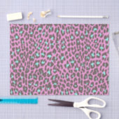 Girly Pink Aqua Black Leopard Tierdruckmuster Seidenpapier (Handwerk)