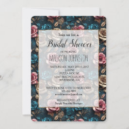 Girly Pink Aqua Champagne Gold Rose Einladung