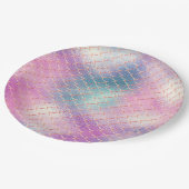 Girly Pink Aqua Gold Meerjungfrau Pappteller (Schrägansicht)