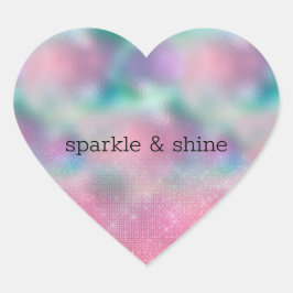 Girly Pink Aqua Rainbow Mermaid Sparkle Herz-Aufkleber
