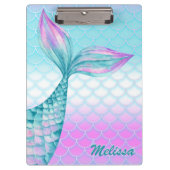 Girly Pink Aquamarin Mermaid Schwanz Scales Person Klemmbrett (Vorderseite)