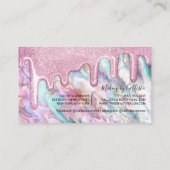 Girly Pink Aquamarin Pearl Opal Glitzer Tropfen Ma Visitenkarte (Rückseite)