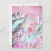 Girly Pink Aquamarin Pearl Opal Glitzer Tropfen Sw Einladung (Rückseite)