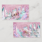 Girly Pink Aquamarin Pearl Opal Glitzer Tropfens H Visitenkarte (Vorne/Hinten)
