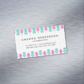 Girly Pink Aquamarines tropisches Ananas Muster Magnetische Visitenkarte (Beispiel)