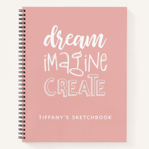 Girly Pink Artist Sketchbook mit Name Notizblock