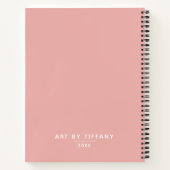 Girly Pink Artist Sketchbook mit Name Notizblock (Rückseite)
