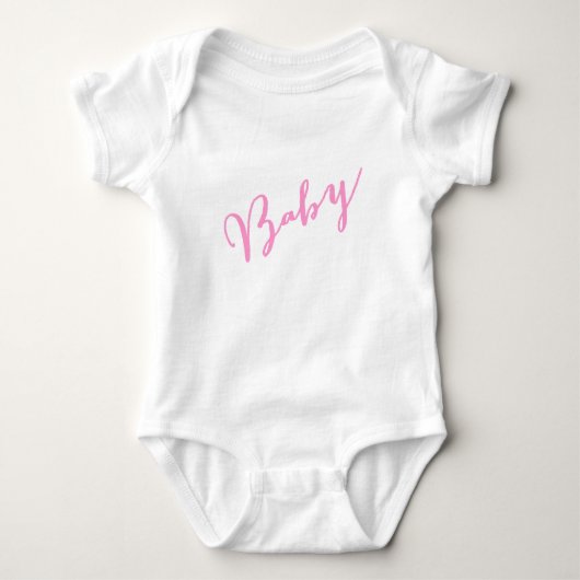 Girly Pink Baby Hand Letter Script Strampler (Vorderseite)