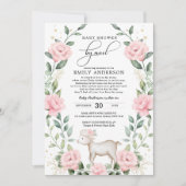 Girly Pink Baby Lamb Dusche by Mail Quarantine Einladung (Vorderseite)