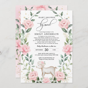 Girly Pink Baby Lamb Dusche by Mail Quarantine Einladung