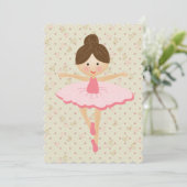 Girly Pink Ballerina Einladung (Stehend Vorderseite)
