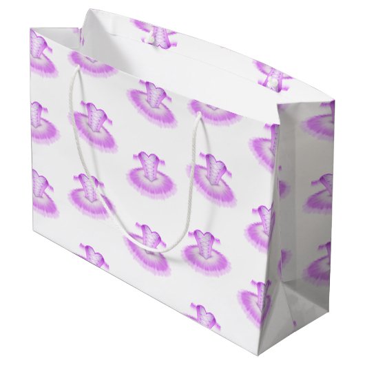 Girly Pink Ballerina Tutu Ballet Große Geschenktüte (Rückseite Schrägansicht)