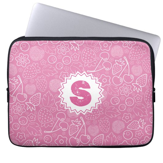 Girly Pink Berry Strawberry Cherry Modern. Laptopschutzhülle (Vorderseite)