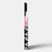 Girly Pink Black Damask Mit Monogramm gestrichen Case-Mate iPhone Hülle (Rückseite / Links)