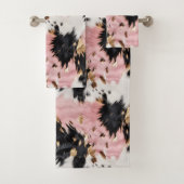Girly Pink Black Gold Cowgirl Cowhide Badhandtuch Set (Insitu)