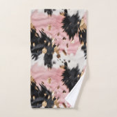 Girly Pink Black Gold Cowgirl Cowhide Badhandtuch Set (Handtuch)