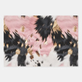 Girly Pink Black Gold Cowgirl Cowhide Geschenkpapier Set (Vorderseite)