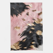 Girly Pink Black Gold Cowgirl Cowhide Geschirrtuch (Vertikal)