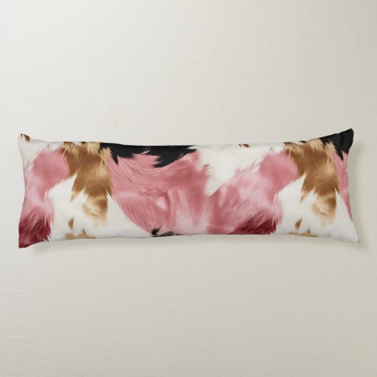 Girly Pink Black Gold Cowgirl Cowhide Seitenschläferkissen (Rückseite)
