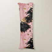 Girly Pink Black Gold Cowgirl Cowhide Seitenschläferkissen (Vorderseite Vertikal)