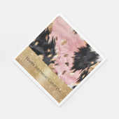 Girly Pink Black Gold Cowgirl Cowhide Serviette (Ecke)
