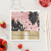 Girly Pink Black Gold Cowgirl Cowhide Serviette (Beispiel)