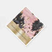 Girly Pink Black Gold Cowgirl Cowhide Serviette (Ecke)