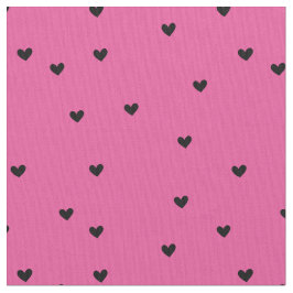 Girly Pink Black Hearts Stoff