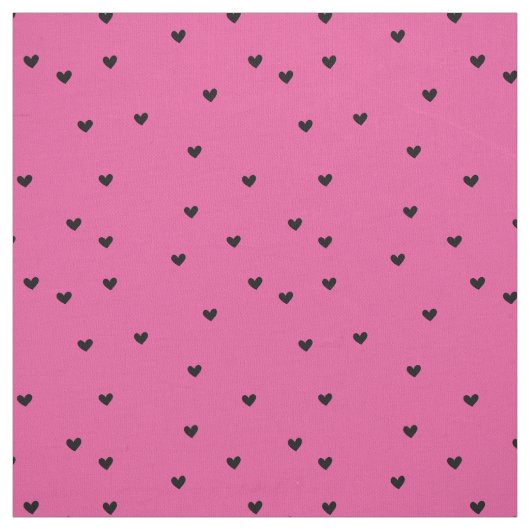 Girly Pink Black Hearts Stoff (Muster)