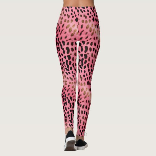 Girly Pink Black Leopard Leggings (Rückseite)