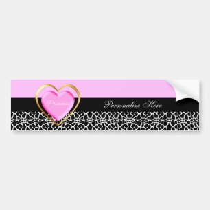 Girly Pink Black Princess Giraffe Print and Name Autoaufkleber
