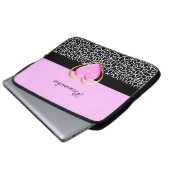 Girly Pink Black Princess Giraffe Print and Name Laptopschutzhülle (Vorne Knopf)