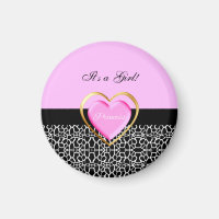 Girly Pink Black Princess Giraffe Print and Name
